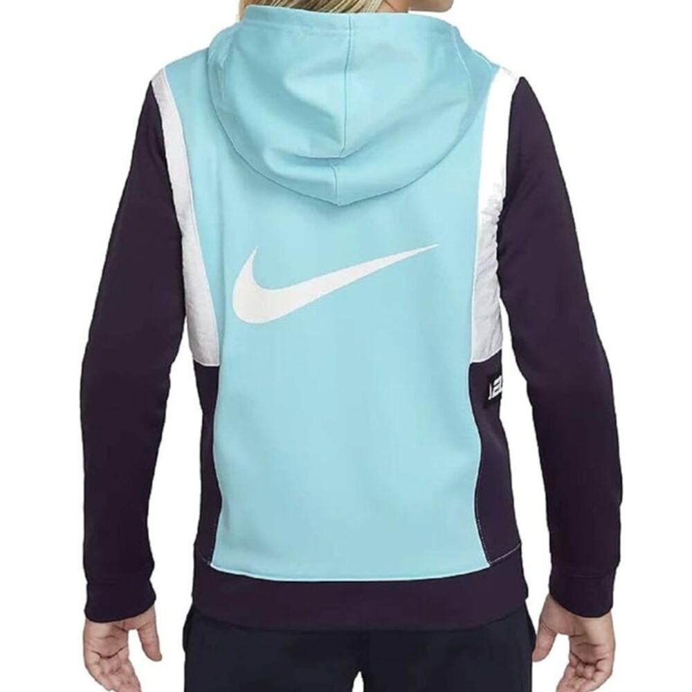 Nike Therma-FIT Elite Big Kids Large Full-Zip Basketball Hoodie Black White Blue